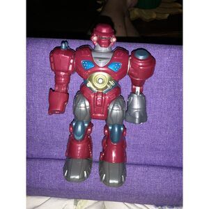 Robot Action Figure Red Metallic Articulated‎ Kids Toy Collectible